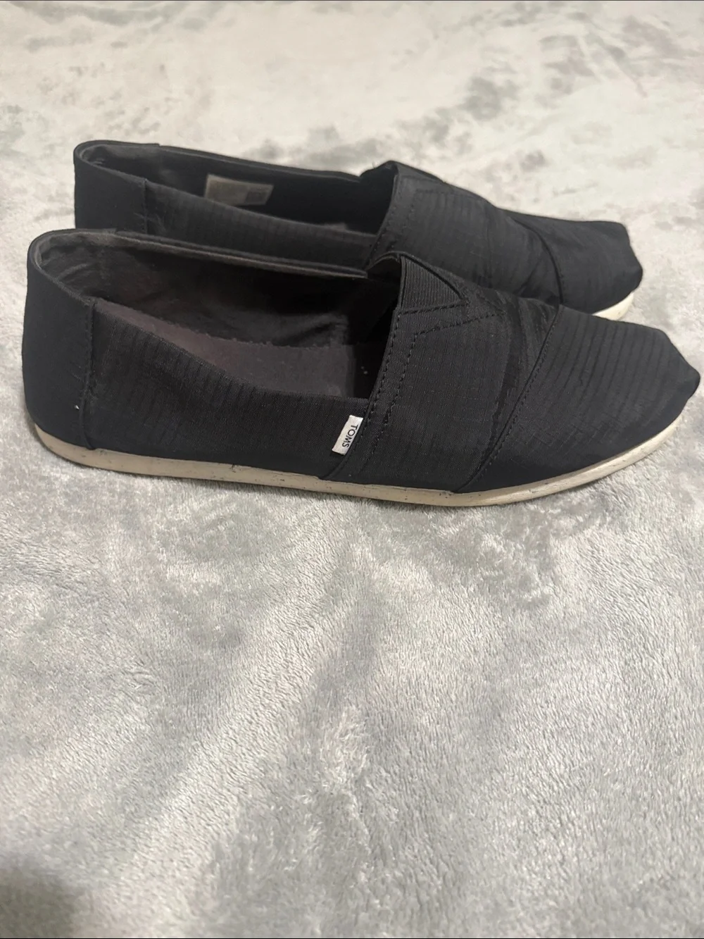 Toms Black Canvas Slip-On Loafers
